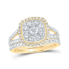 10kt Golden Halo Diamond Bridal Wedding Ring Set - Splendid Elegance - Splendid Jewellery