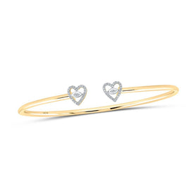 10kt Golden Heart Diamond Bangle Bracelet - A Stunning Piece by Splendid Jewellery - Splendid Jewellery