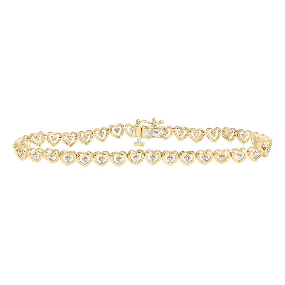 10kt Golden Heart Diamond Bracelet - Dazzling Elegance - Splendid Jewellery