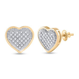 10kt Golden Heart Diamond Cluster Earrings - A Radiant Embrace of Elegance - Splendid Jewellery