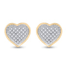 10kt Golden Heart Diamond Cluster Earrings - A Radiant Embrace of Elegance - Splendid Jewellery
