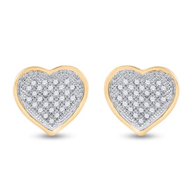 10kt Golden Heart Diamond Cluster Earrings - A Radiant Embrace of Elegance - Splendid Jewellery