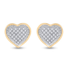 Load image into Gallery viewer, 10kt Golden Heart Diamond Cluster Earrings - A Radiant Embrace of Elegance  Top View from Splendid Jewellery