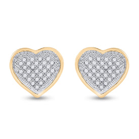 10kt Golden Heart Diamond Cluster Earrings - A Radiant Embrace of Elegance  Top View from Splendid Jewellery