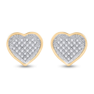 10kt Golden Heart Diamond Cluster Earrings - A Radiant Embrace of Elegance - Splendid Jewellery