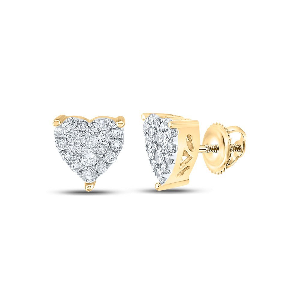 10kt Golden Heart Diamond Earrings: A Radiant Symbol of Love and Elegance - Splendid Jewellery