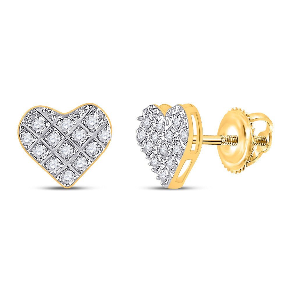 10kt Golden Heart Diamond Earrings - A Radiant Symbol of Love and Elegance - Splendid Jewellery