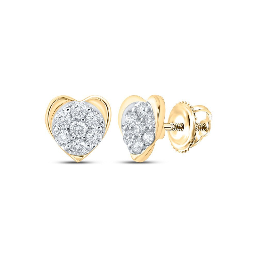 10kt Golden Heart Diamond Earrings: A Symbol of Love and Elegance - Splendid Jewellery