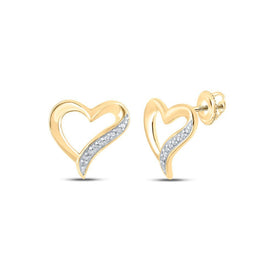 10kt Golden Heart Diamond Earrings: Timeless Elegance and Sparkling Romance - Splendid Jewellery