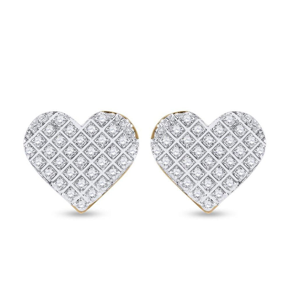 10kt Golden Heart Sparkle Earrings - Splendid Jewellery