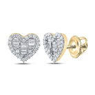 10kt Golden Heart Sparkle Earrings: Baguette Diamond Delight - Splendid Jewellery