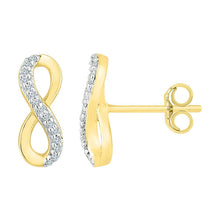 Load image into Gallery viewer, 10kt Golden Infinity Sparkle Earrings: Timeless Elegance with Diamond Accents - Splendid Jewellery