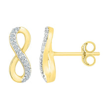 Load image into Gallery viewer, 10kt Golden Infinity Sparkle Earrings: Timeless Elegance with Diamond Accents product Side View from Splendid Jewellery