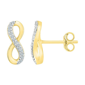 10kt Golden Infinity Sparkle Earrings: Timeless Elegance with Diamond Accents - Splendid Jewellery