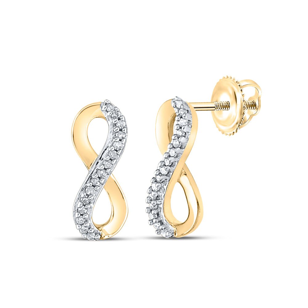 10kt Golden Infinity Sparkle Earrings: Timeless Elegance with Diamond Accents - Splendid Jewellery