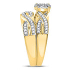 10kt Golden Love Diamond Cluster Wedding Set Top view from the 10Kt Yellow Gold His Hers Round Diamond Cluster Matching Wedding Set 3 8 Cttwpin227599 collection by Splendid Jewellery