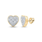 10kt Golden Love Sparkle Earrings: Round Diamond Heart - shaped Delight - Splendid Jewellery