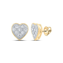 Load image into Gallery viewer, 10kt Golden Love Sparkle Earrings: Round Diamond Heart - shaped Delight - Splendid Jewellery