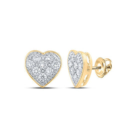 10kt Golden Love Sparkle Earrings: Round Diamond Heart - shaped Delight - Splendid Jewellery
