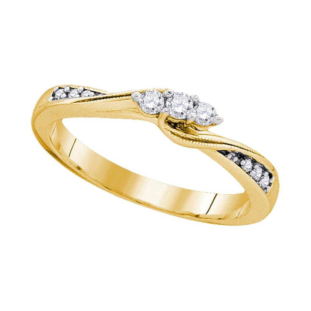 10kt Golden Promise: Womens Round Diamond 3 - stone Promise Ring 1/6 Cttw - Splendid Jewellery