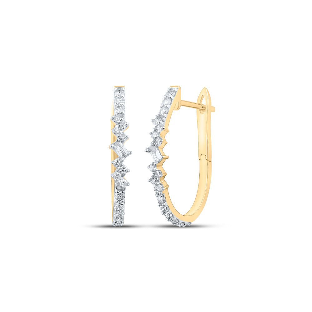 10kt Golden Radiance Baguette Diamond Hoop Earrings - Splendid Jewellery