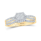 10kt Golden Radiance Princess Diamond Wedding Ring Band Set - Splendid Jewellery
