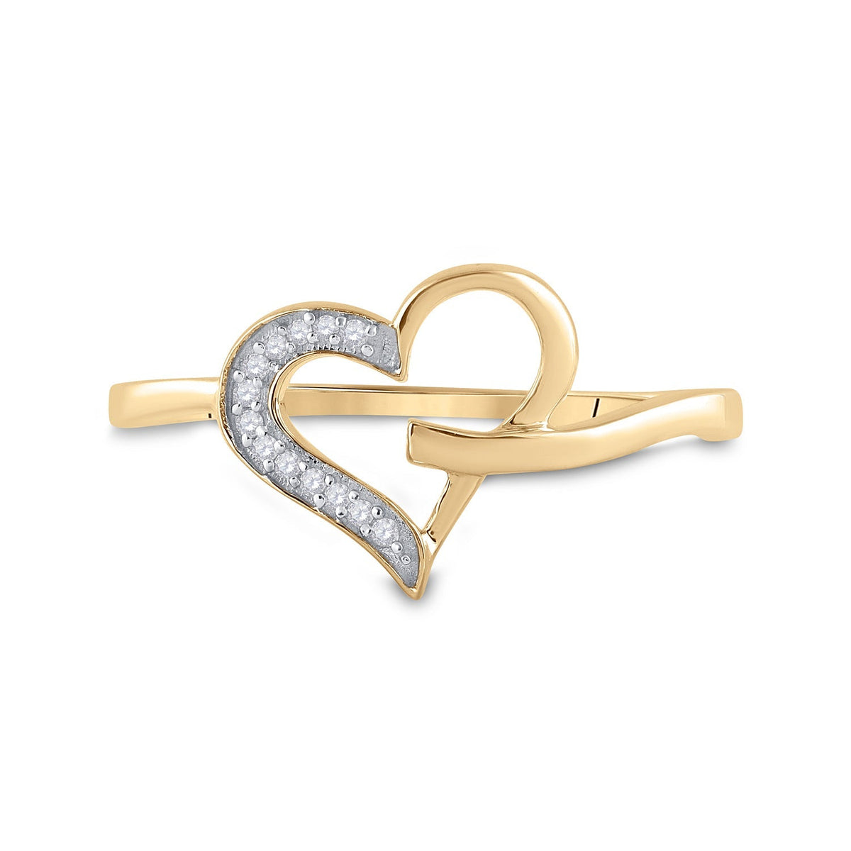 10kt Golden Romance Diamond Heart Ring - Splendid Jewellery