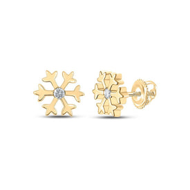 10kt Golden Snowflake Diamond Earrings: A Touch of Whimsical Elegance - Splendid Jewellery