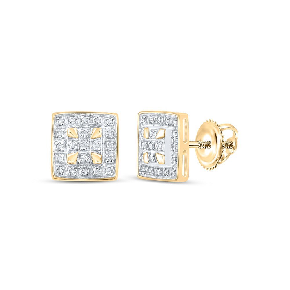 10kt Golden Square Diamond Elegance Earrings - Splendid Jewellery