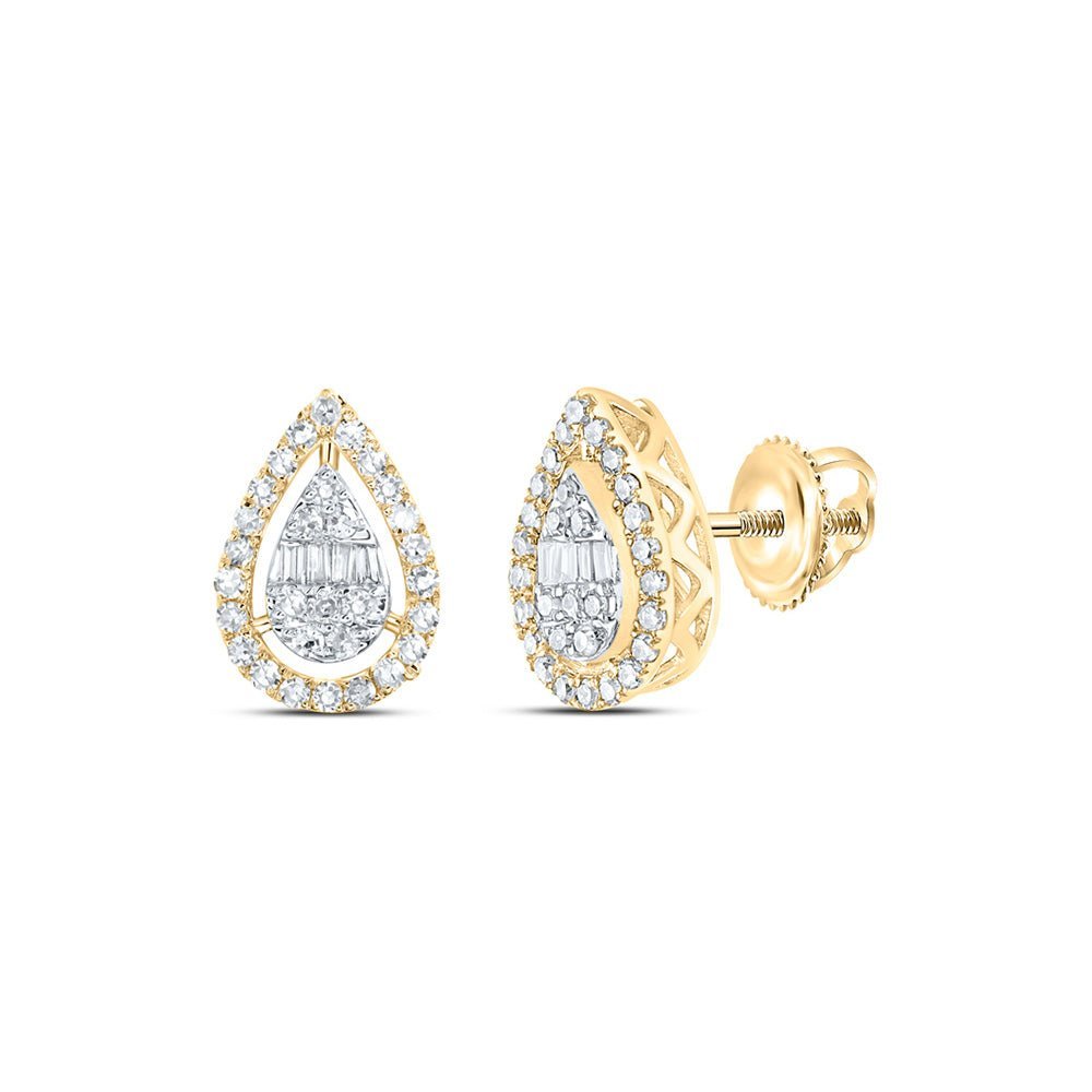 10kt Golden Teardrop Diamond Earrings - A Dazzling Delight - Splendid Jewellery