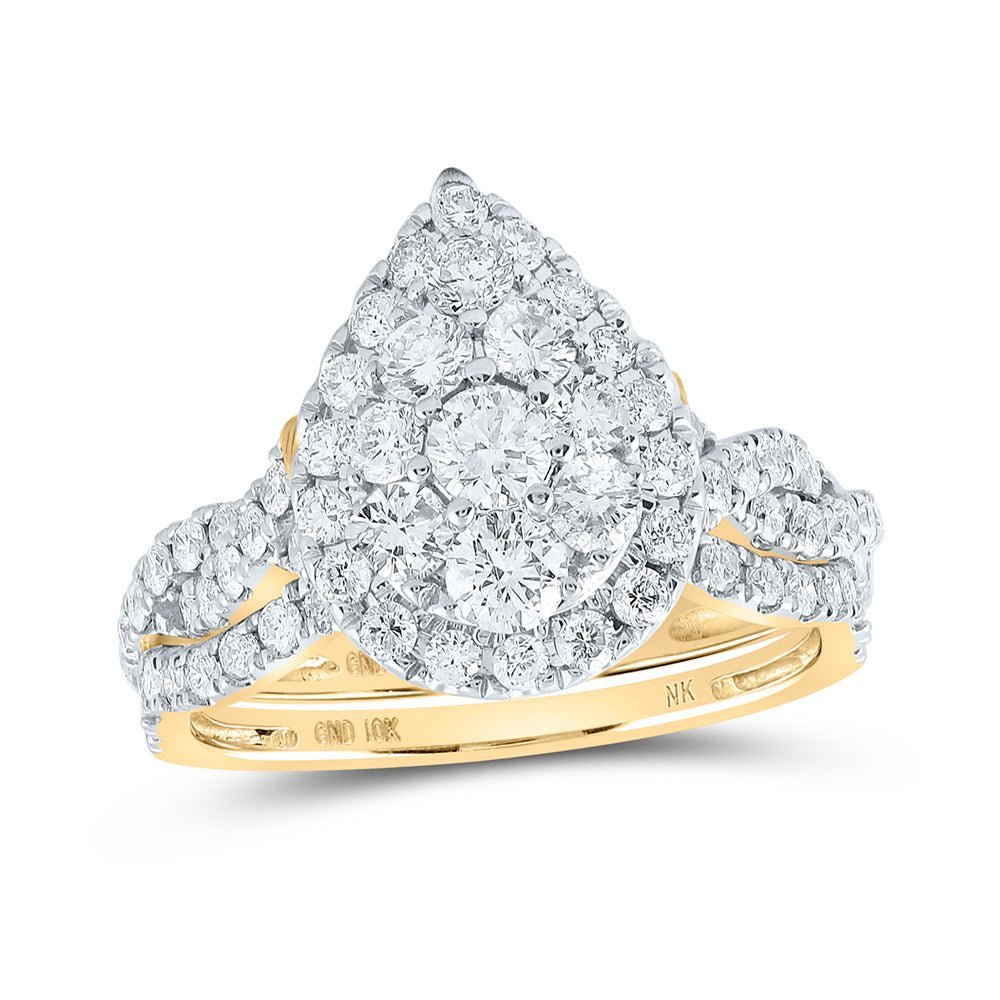 10kt Golden Tears Diamond Bridal Wedding Ring Band Set - Splendid Jewellery