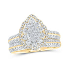10kt Golden Tears Diamond Bridal Wedding Ring Band Set - Splendid Jewellery