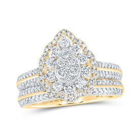 10kt Golden Tears Diamond Bridal Wedding Ring Band Set - Splendid Jewellery