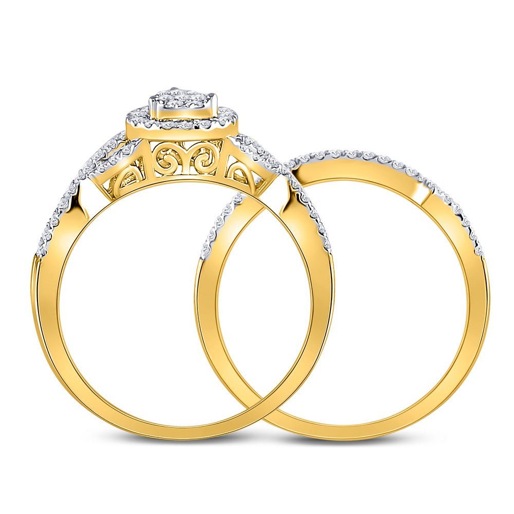 10kt Golden Tears Diamond Bridal Wedding Ring Set - Splendid Jewellery
