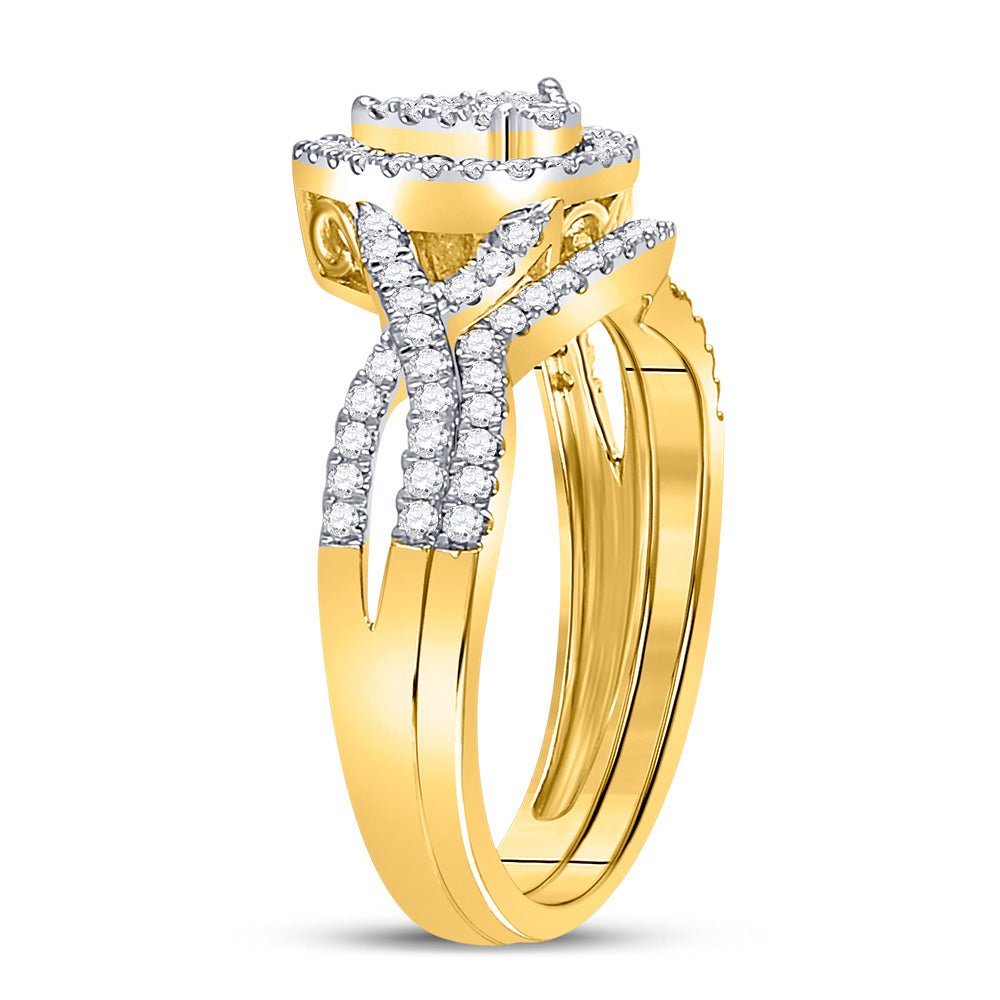 10kt Golden Tears Diamond Bridal Wedding Ring Set - Splendid Jewellery