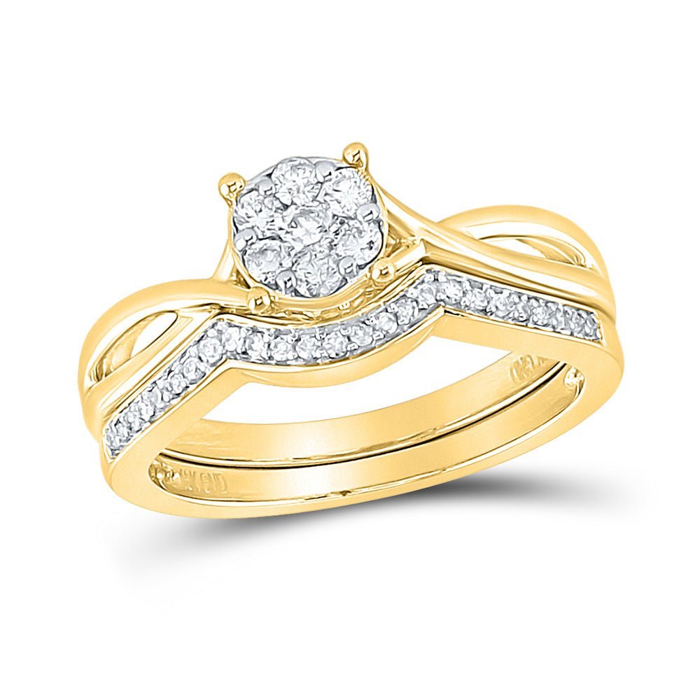 10kt Golden Twisted Diamond Wedding Ring Set 1/3 Cttw | Splendid Jewellery - Splendid Jewellery