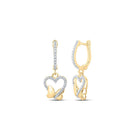 10kt Golden Whimsy: Round Diamond Butterfly Heart Dangle Earrings - Splendid Jewellery