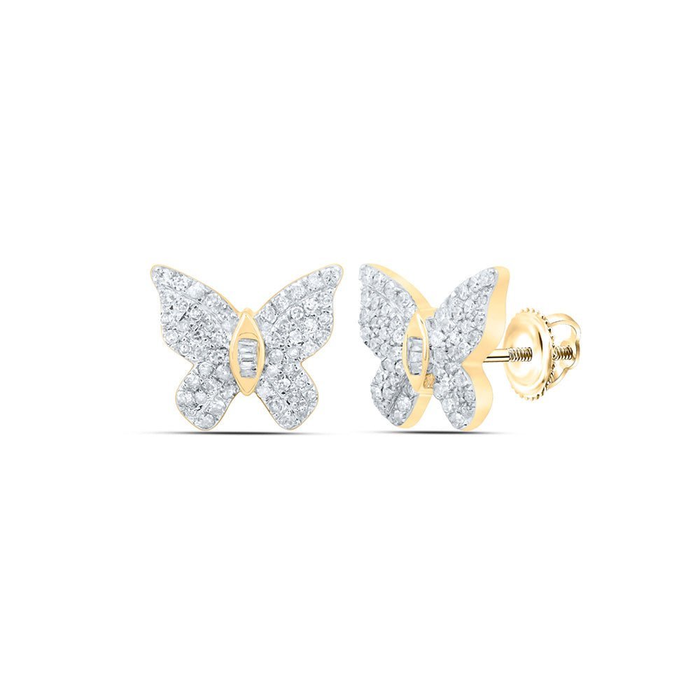 10kt Golden Wings Diamond Earrings: A Whimsical Flutter of Brilliance - Splendid Jewellery