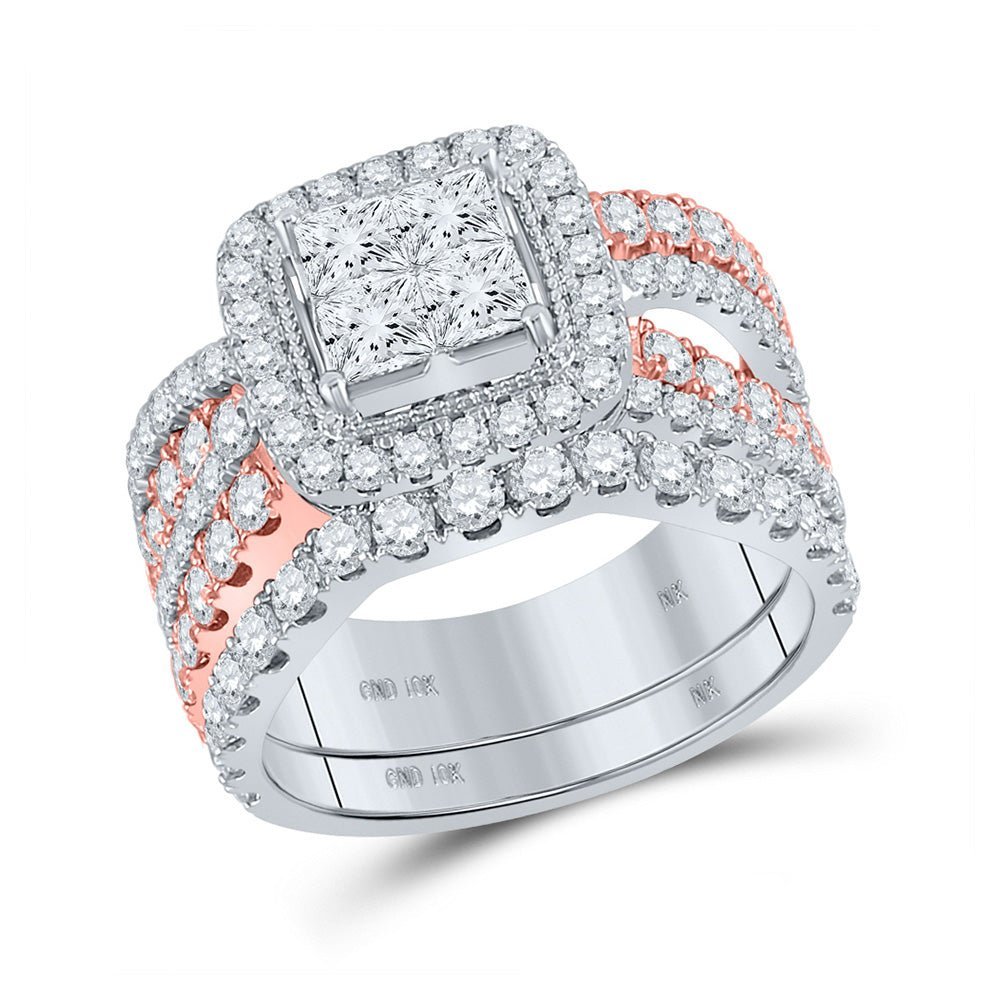 10kt Majestic Two - Tone Gold Princess Diamond Bridal Wedding Ring Band Set 2 - 3/4 Cttw | Splendid Jewellery - Splendid Jewellery