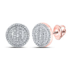 10kt Rose Gold Baguette and Round Diamond Cluster Earrings - 1/2 Cttw - Splendid Jewellery
