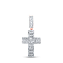Load image into Gallery viewer, 10kt Rose Gold Baguette and Round Diamond Cross Pendant - 1 - 5/8 Cttw - Splendid Jewellery