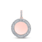 10kt Rose Gold Baguette and Round Diamond Memory Circle Charm Pendant - 1 - 1/2 Cttw - Splendid Jewellery