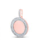10kt Rose Gold Baguette and Round Diamond Memory Circle Charm Pendant - 1 - 1/2 Cttw - Splendid Jewellery
