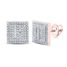 10kt Rose Gold Baguette and Round Diamond Square Earrings - 1/2 Cttw - Splendid Jewellery