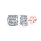10kt Rose Gold Baguette and Round Diamond Square Earrings - 3/8 Cttw - Splendid Jewellery