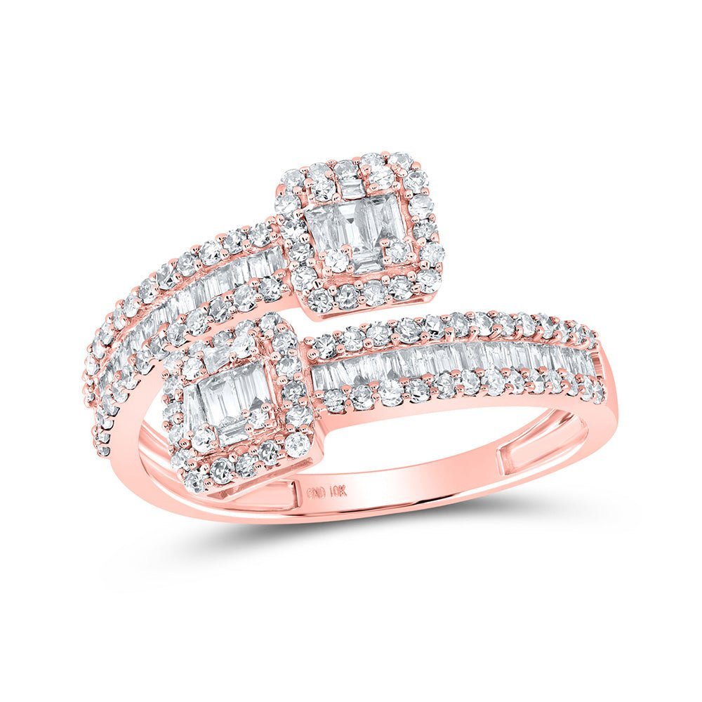 10kt Rose Gold Baguette Diamond Cuff Band Ring - 1 Cttw - Splendid Jewellery - Splendid Jewellery