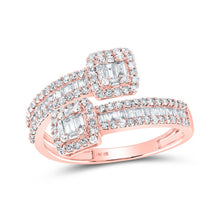 Load image into Gallery viewer, 10kt Rose Gold Baguette Diamond Cuff Band Ring - 1 Cttw - Splendid Jewellery - Splendid Jewellery