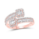 10kt Rose Gold Baguette Diamond Cuff Band Ring - 1 Cttw - Splendid Jewellery - Splendid Jewellery