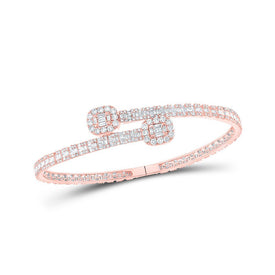 10kt Rose Gold Baguette Diamond Cuff Bracelet - A Stunning Statement Piece for Men - Splendid Jewellery