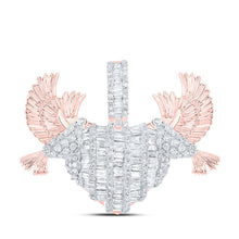 Load image into Gallery viewer, 10kt Rose Gold Baguette Diamond Dove Heart Charm Pendant - 2 - 1/3 Cttw - Splendid Jewellery